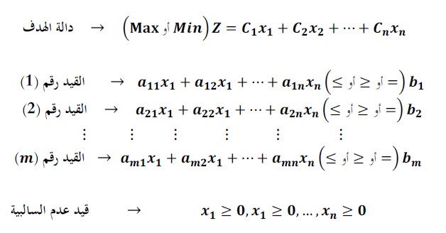 الشكل العام للبرامج الخطية
