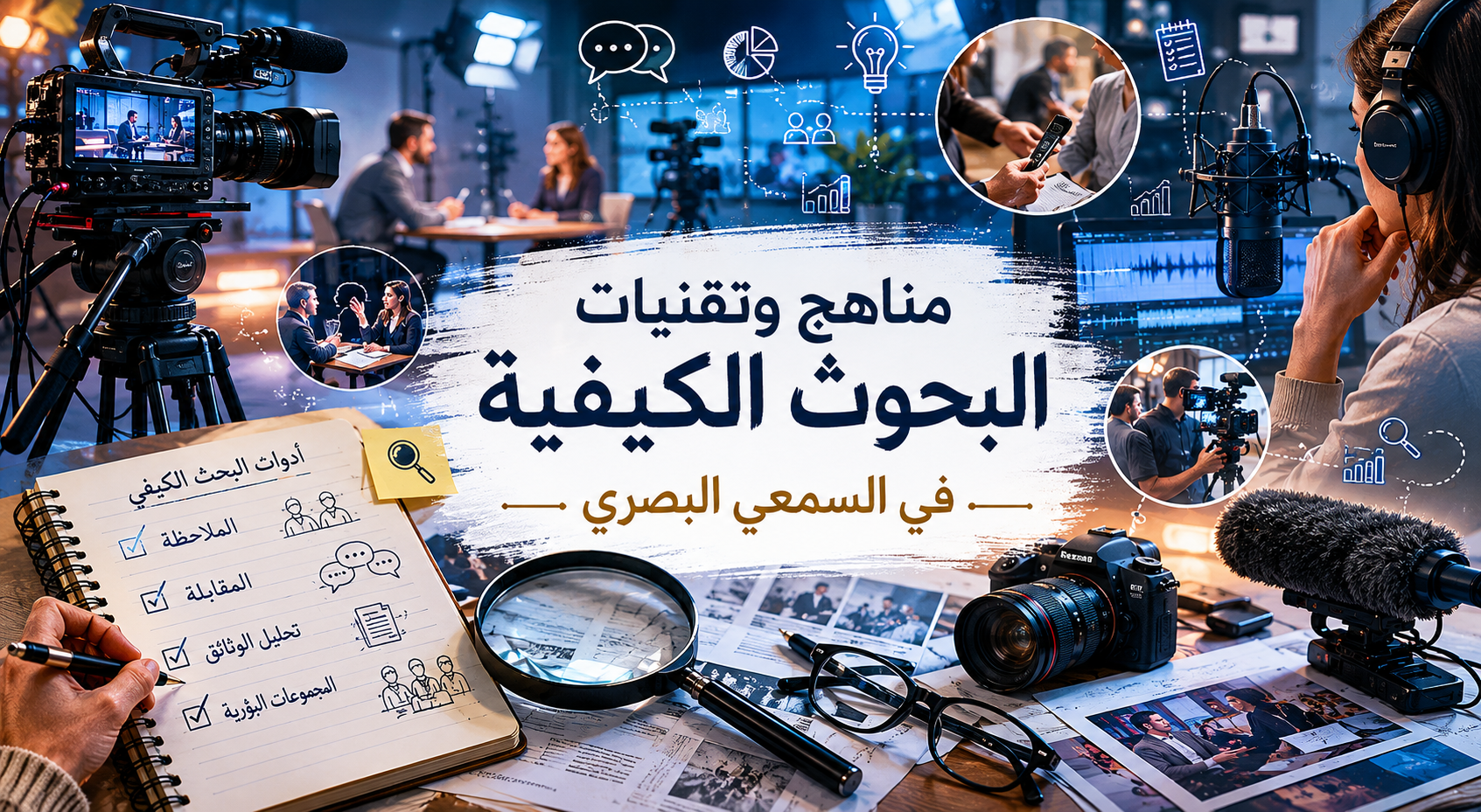 صورة معبرة عن مقياس مناهج وتقنيات البحوث الكيفية في السمعي البصري 