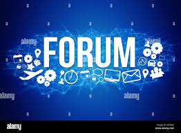 View of a Forum title isolated on a background and surounded by multimedia  icons - Internet concept Stock Photo - Alamy